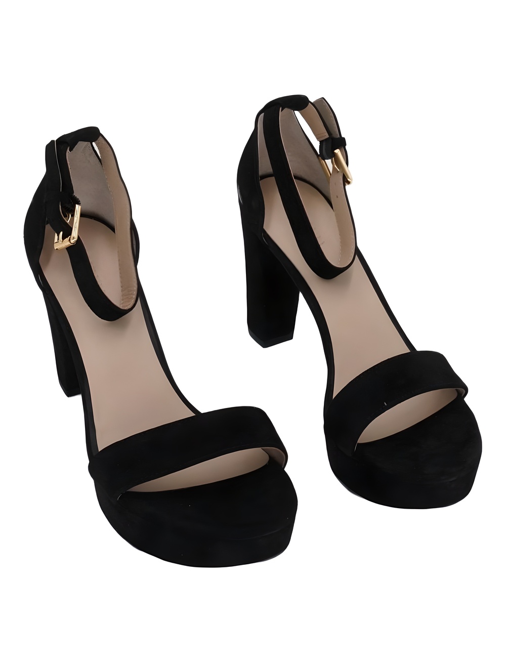Lauren Ralph Lauren Sylvia Black Suede 4" Block Heel Platform Sandals Size 7.5